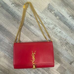 YSL Red Medium Kate bag, with tassel.
